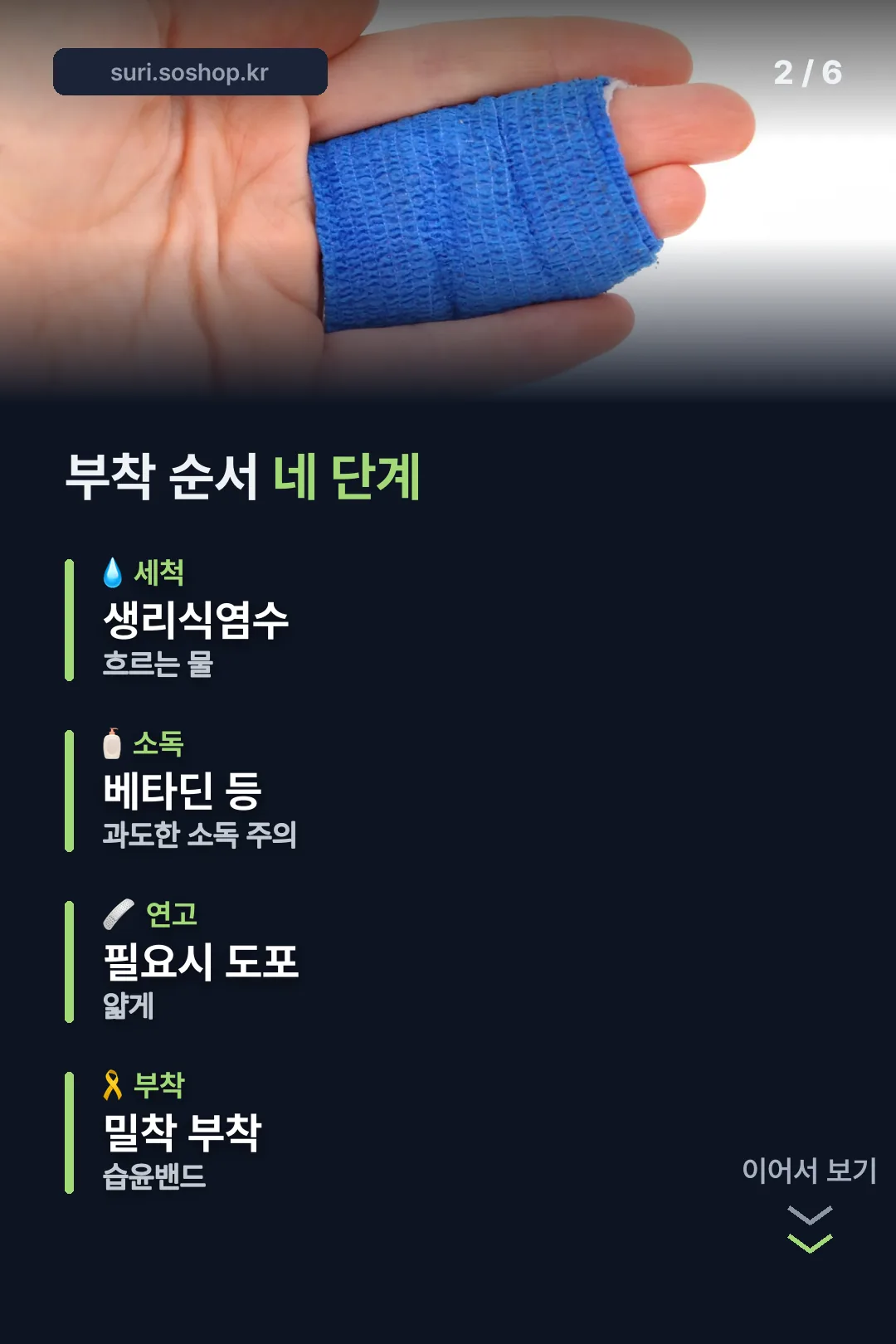부착 순서 네 단계
